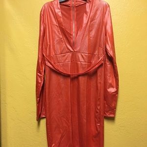 Party  Dress Vynil? Stretchy V Neck Back Zipper